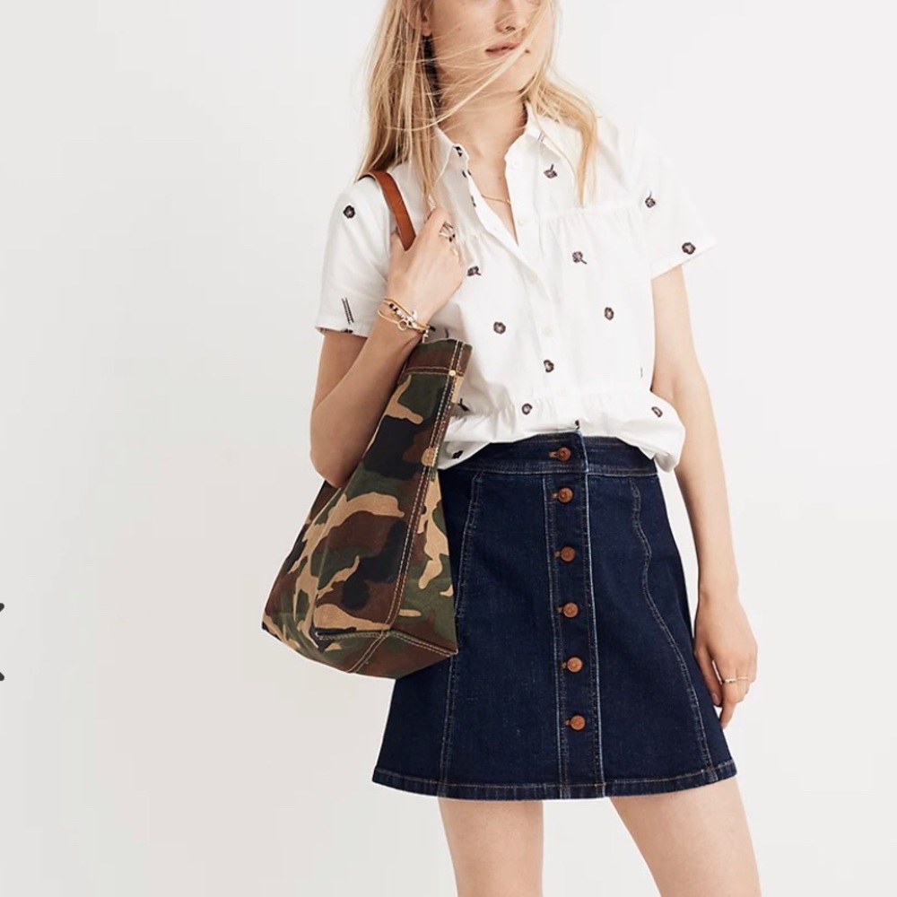 Madewell denim A line skirt button up 12/L